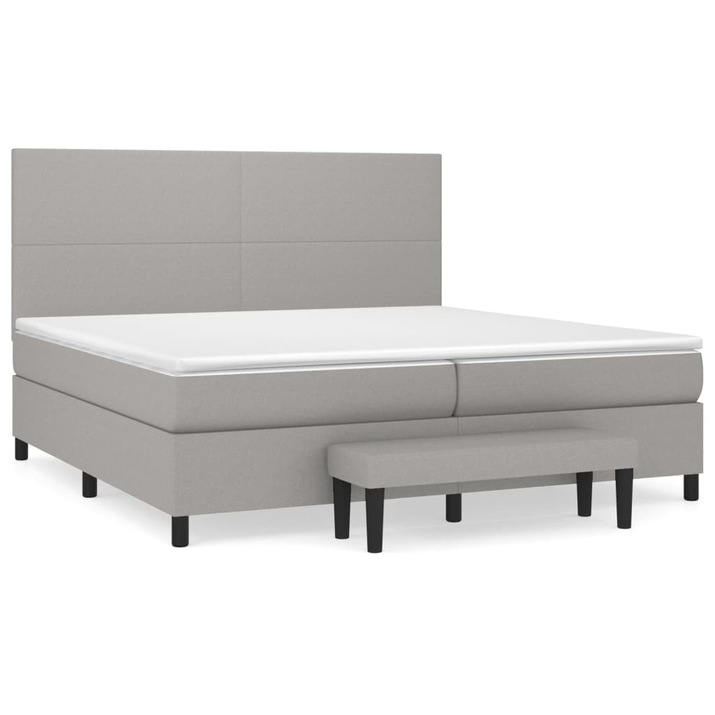 vidaXL Κρεβάτι Boxspring με Στρώμα Ανοιχτό Γκρι 200x200 εκ. Υφασμάτινο