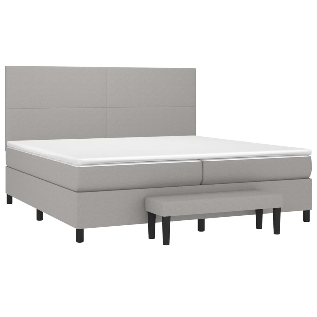 vidaXL Κρεβάτι Boxspring με Στρώμα Ανοιχτό Γκρι 200x200 εκ. Υφασμάτινο
