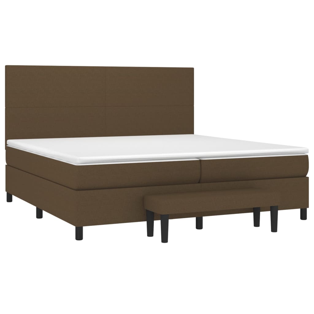 vidaXL Κρεβάτι Boxspring με Στρώμα Σκούρο Καφέ 200x200 εκ. Υφασμάτινο