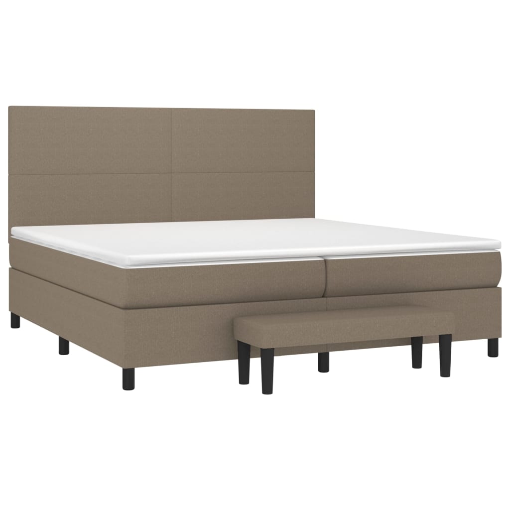 vidaXL Κρεβάτι Boxspring με Στρώμα Taupe 200x200 εκ. Υφασμάτινο
