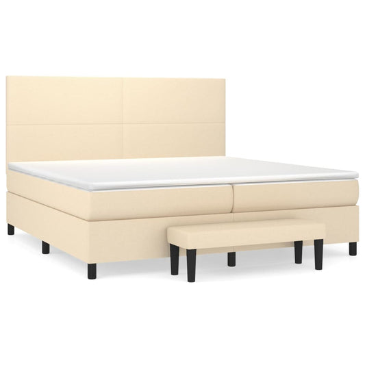 vidaXL Κρεβάτι Boxspring με Στρώμα Κρεμ 200x200 εκ. Υφασμάτινο