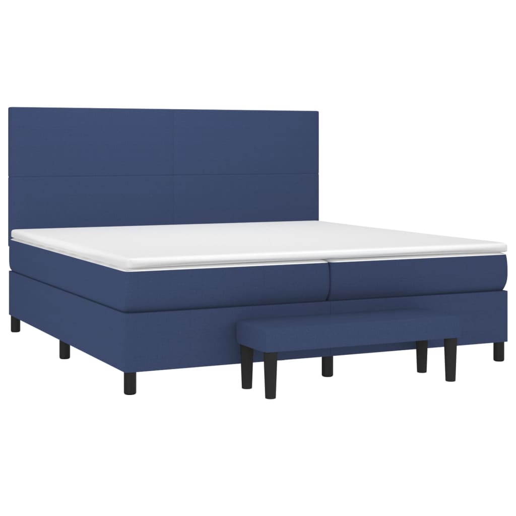 vidaXL Κρεβάτι Boxspring με Στρώμα Μπλε 200x200 εκ. Υφασμάτινο