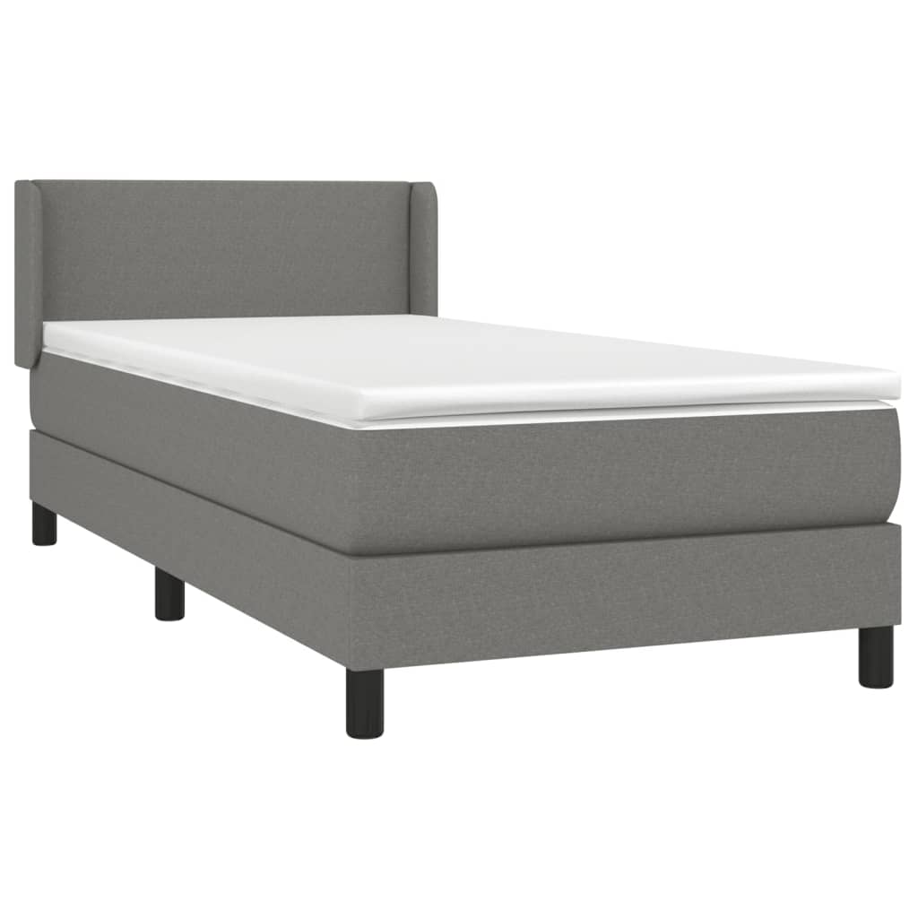 vidaXL Κρεβάτι Boxspring με Στρώμα Σκούρο Γκρι 80x200 εκ. Υφασμάτινο