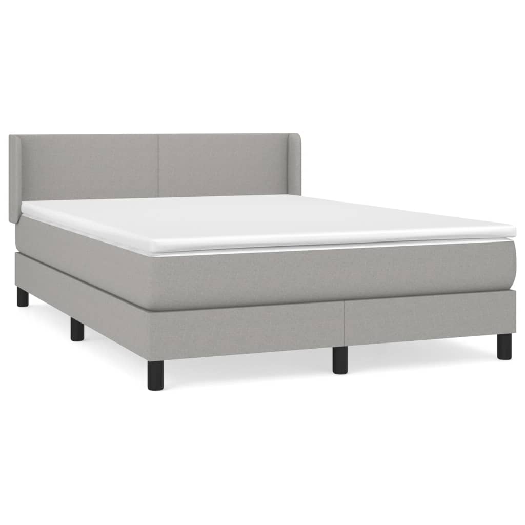 vidaXL Κρεβάτι Boxspring με Στρώμα Ανοιχτό Γκρι 140x190 εκ. Υφασμάτινο