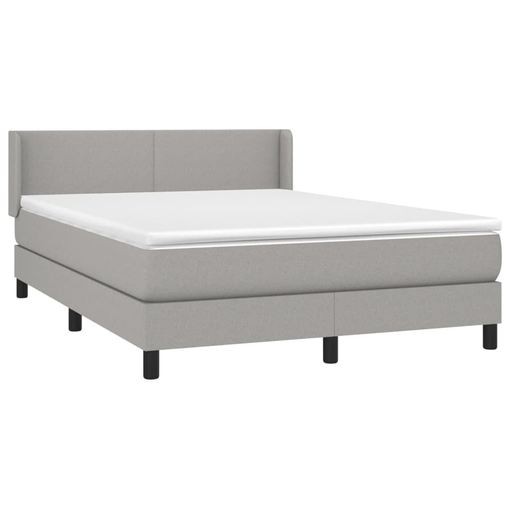 vidaXL Κρεβάτι Boxspring με Στρώμα Ανοιχτό Γκρι 140x190 εκ. Υφασμάτινο