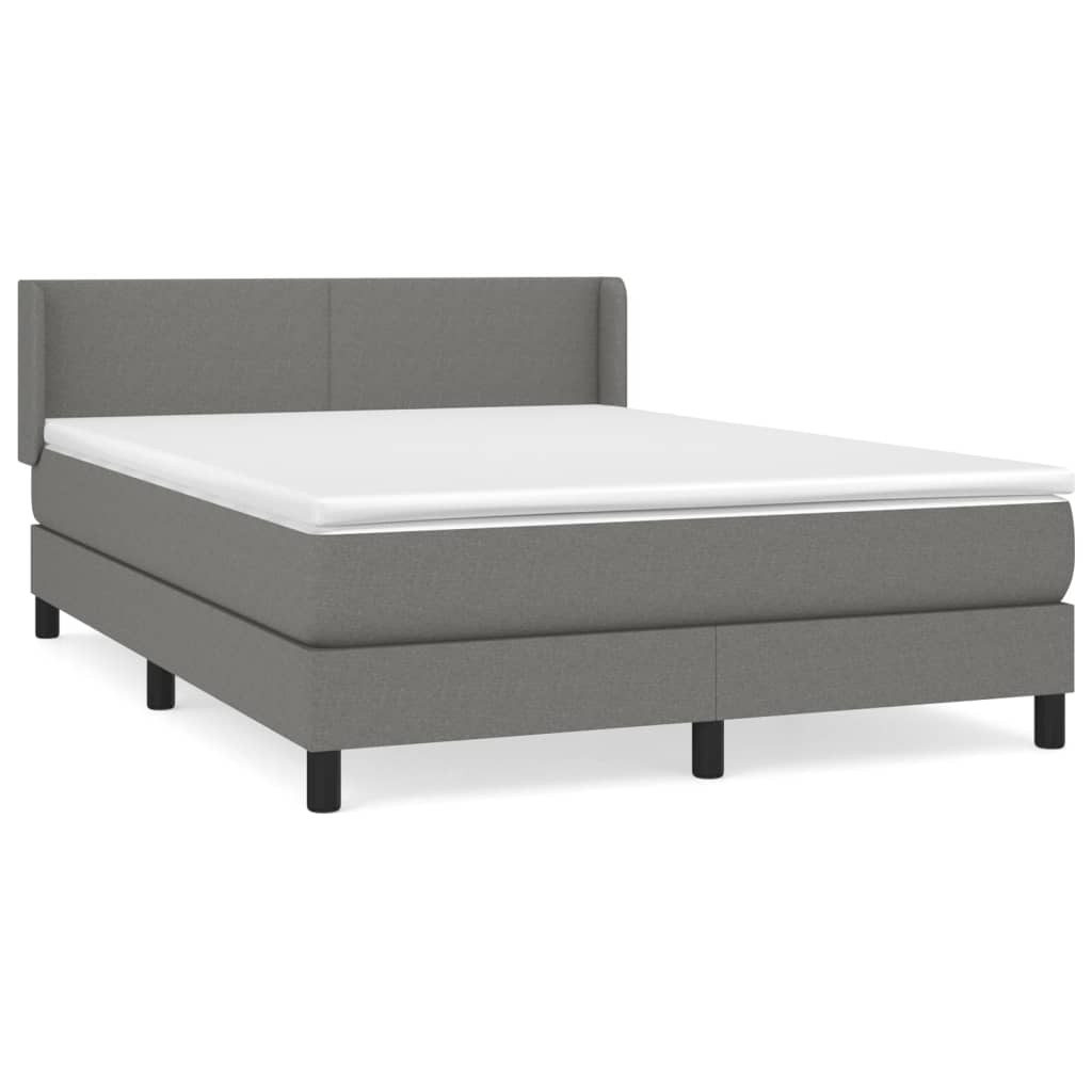 vidaXL Κρεβάτι Boxspring με Στρώμα Σκούρο Γκρι 140x200 εκ Υφασμάτινο