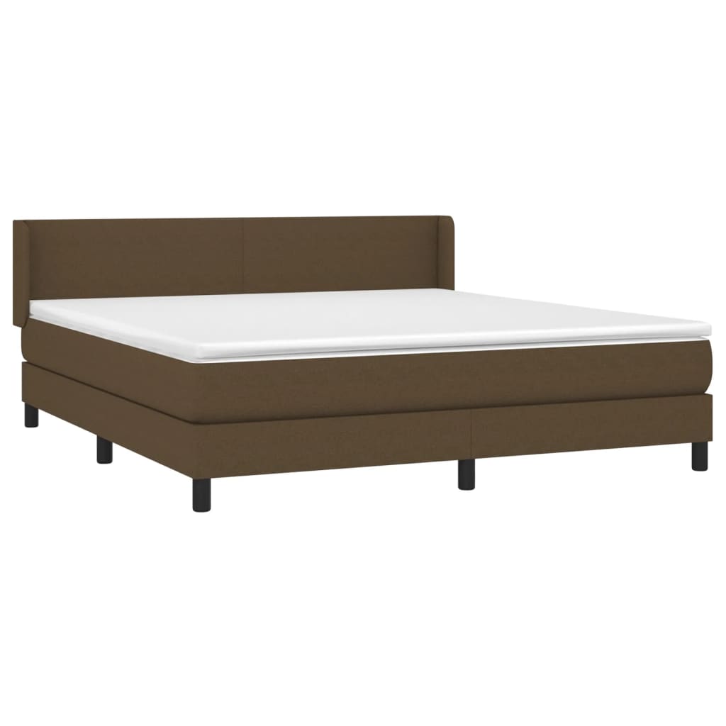 vidaXL Κρεβάτι Boxspring με Στρώμα Σκούρο Καφέ 160x200 εκ Υφασμάτινο