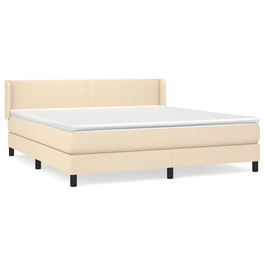vidaXL Κρεβάτι Boxspring με Στρώμα Κρεμ 160x200 εκ. Υφασμάτινο