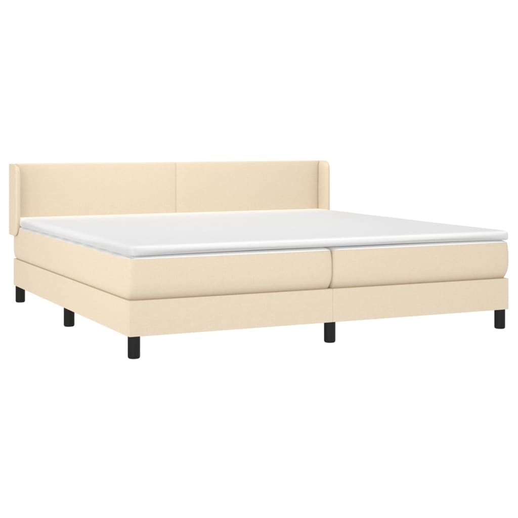 vidaXL Κρεβάτι Boxspring με Στρώμα Κρεμ 200x200 εκ. Υφασμάτινο