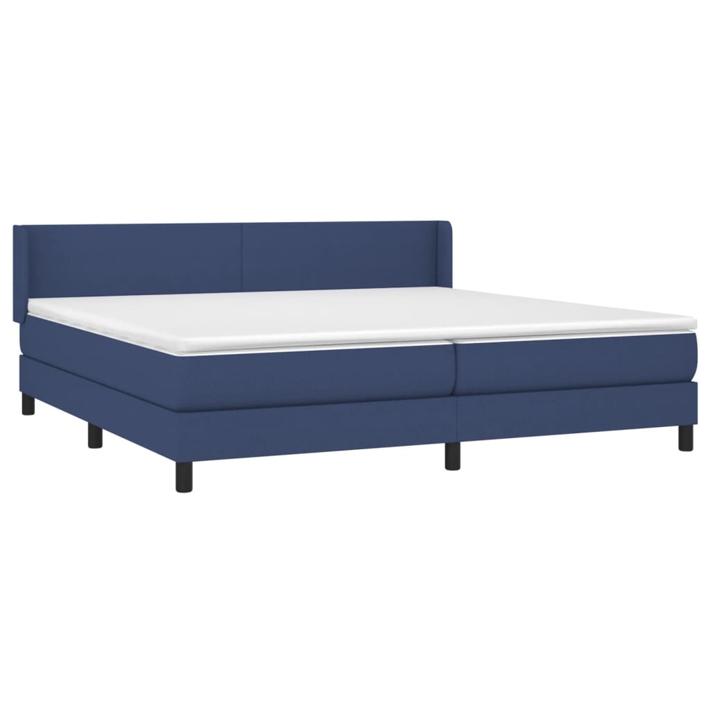 vidaXL Κρεβάτι Boxspring με Στρώμα Μπλε 200x200 εκ. Υφασμάτινο