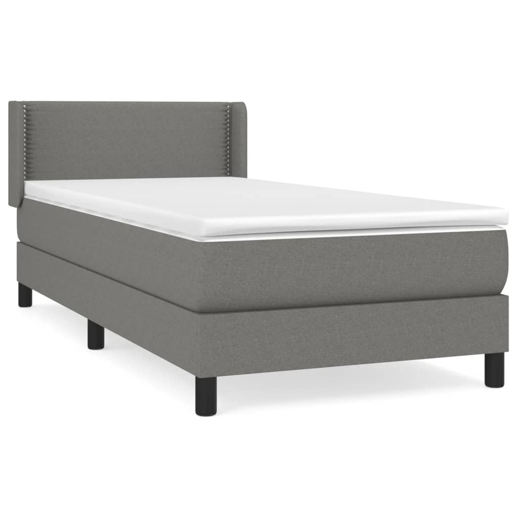 vidaXL Κρεβάτι Boxspring με Στρώμα Σκούρο Γκρι 90x190 εκ. Υφασμάτινο