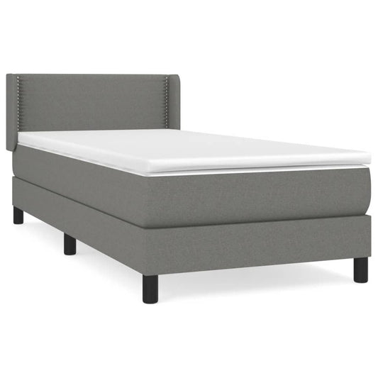 vidaXL Κρεβάτι Boxspring με Στρώμα Σκούρο Γκρι 90x200 εκ. Υφασμάτινο
