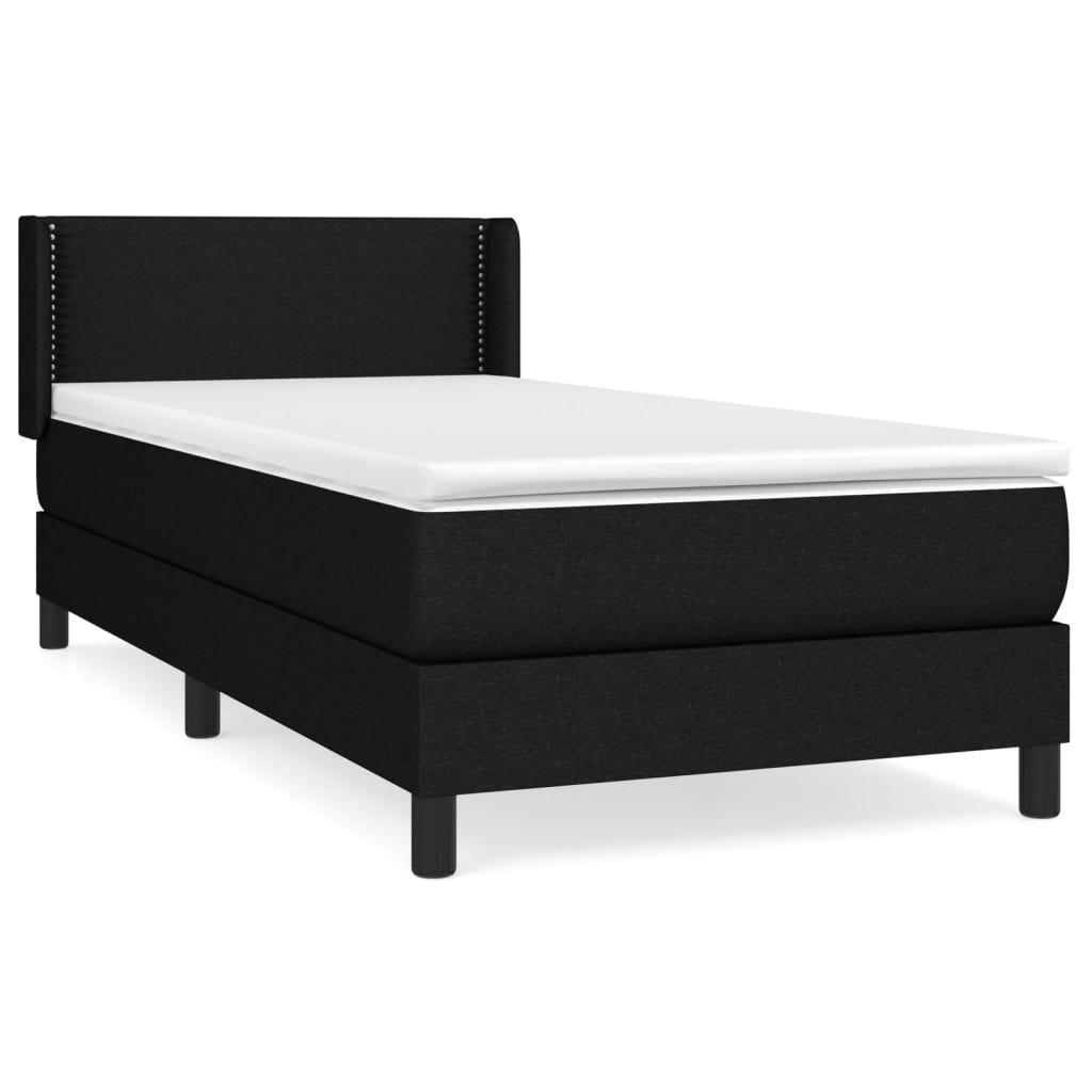 vidaXL Κρεβάτι Boxspring με Στρώμα Μαύρο 90x200 εκ. Υφασμάτινο