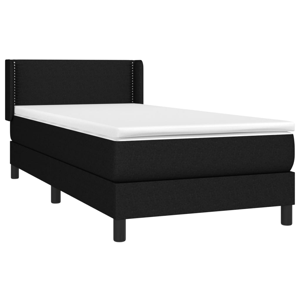 vidaXL Κρεβάτι Boxspring με Στρώμα Μαύρο 100 x 200 εκ. Υφασμάτινο