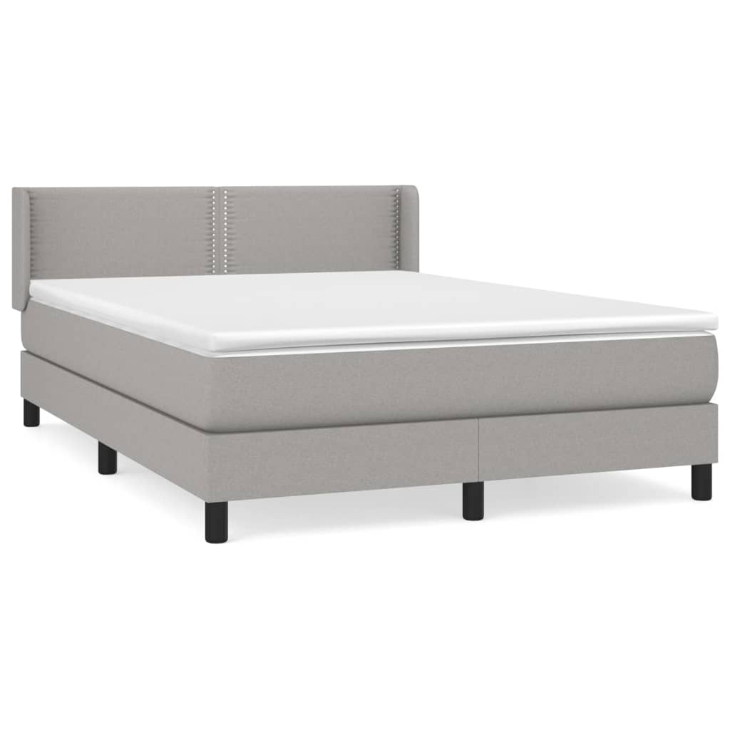 vidaXL Κρεβάτι Boxspring με Στρώμα Ανοιχτό Γκρι 140x200 εκ. Υφασμάτινο