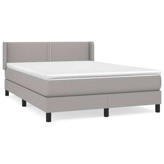 vidaXL Κρεβάτι Boxspring με Στρώμα Ανοιχτό Γκρι 140x200 εκ. Υφασμάτινο