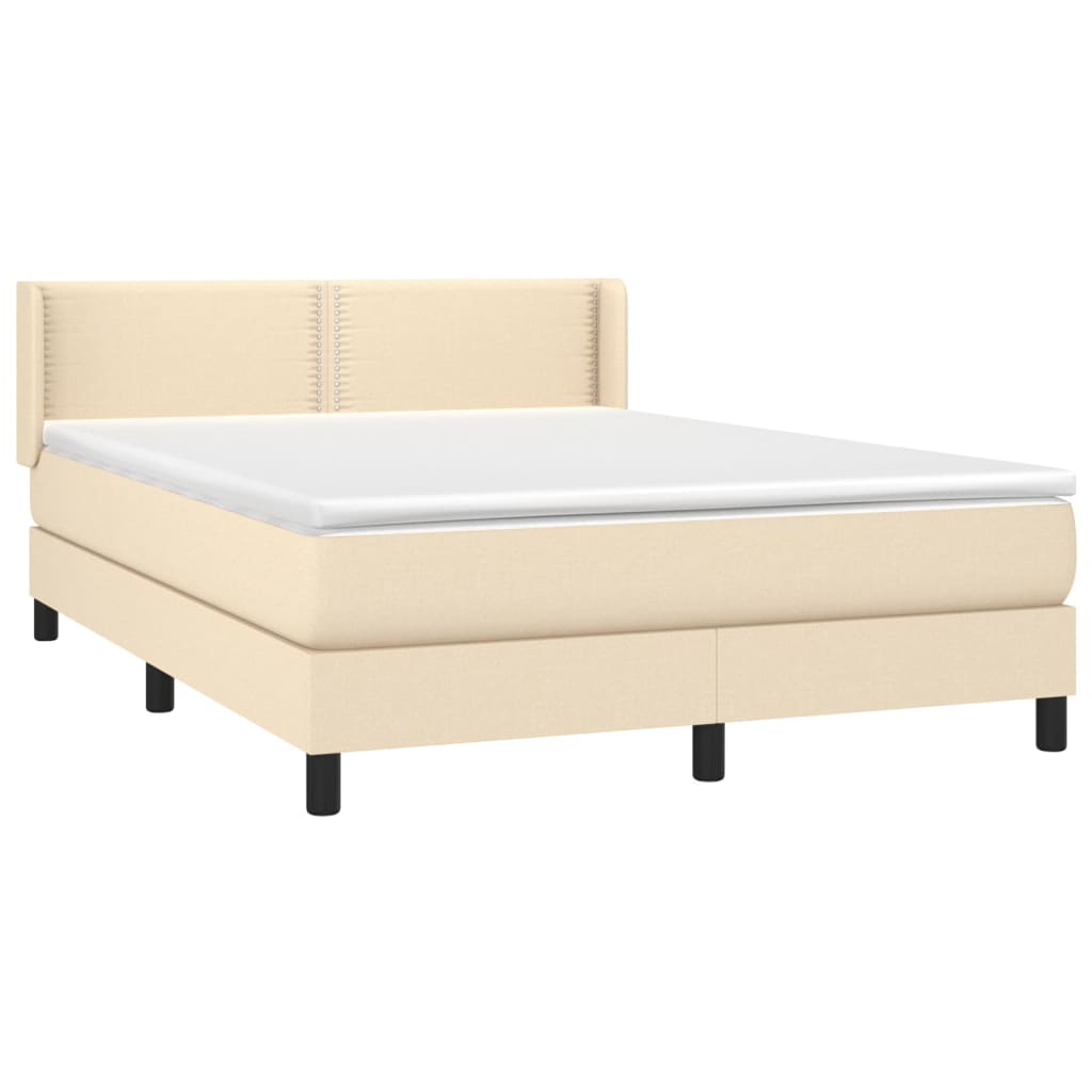 vidaXL Κρεβάτι Boxspring με Στρώμα Κρεμ 140x200 εκ. Υφασμάτινο