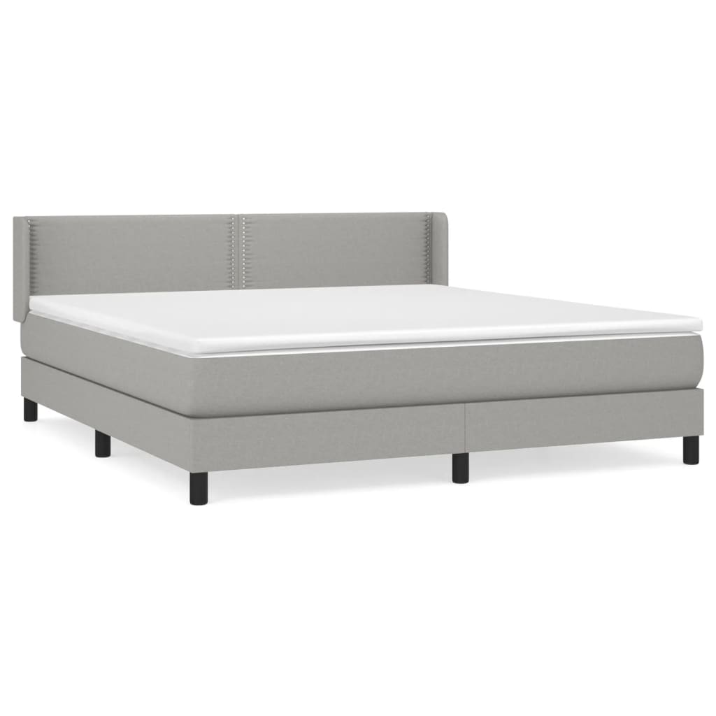 vidaXL Κρεβάτι Boxspring με Στρώμα Ανοιχτό Γκρι 180x200 εκ. Υφασμάτινο