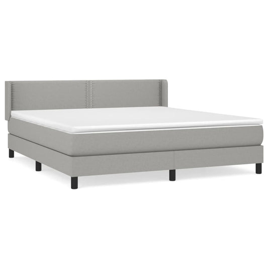 vidaXL Κρεβάτι Boxspring με Στρώμα Ανοιχτό Γκρι 180x200 εκ. Υφασμάτινο