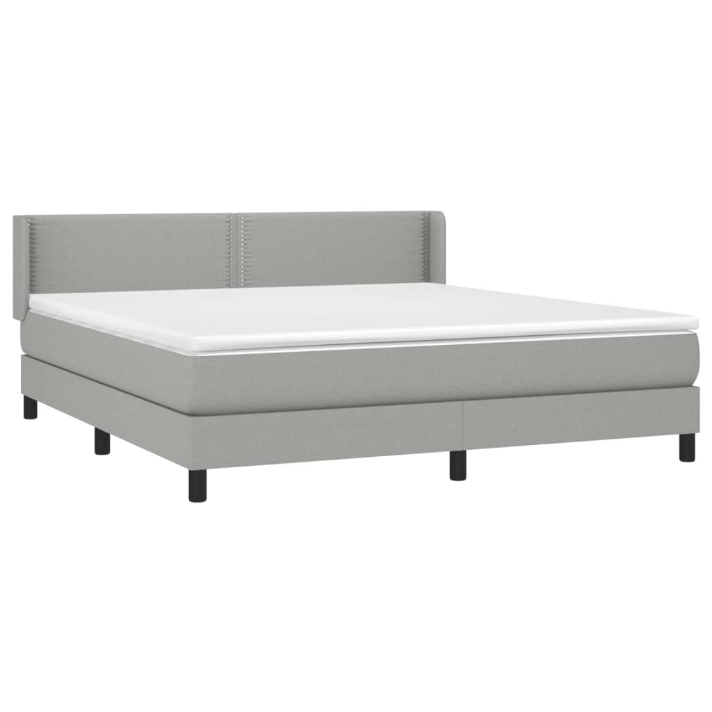 vidaXL Κρεβάτι Boxspring με Στρώμα Ανοιχτό Γκρι 180x200 εκ. Υφασμάτινο