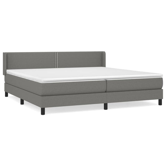 vidaXL Κρεβάτι Boxspring με Στρώμα Σκούρο Γκρι 200x200 εκ. Υφασμάτινο