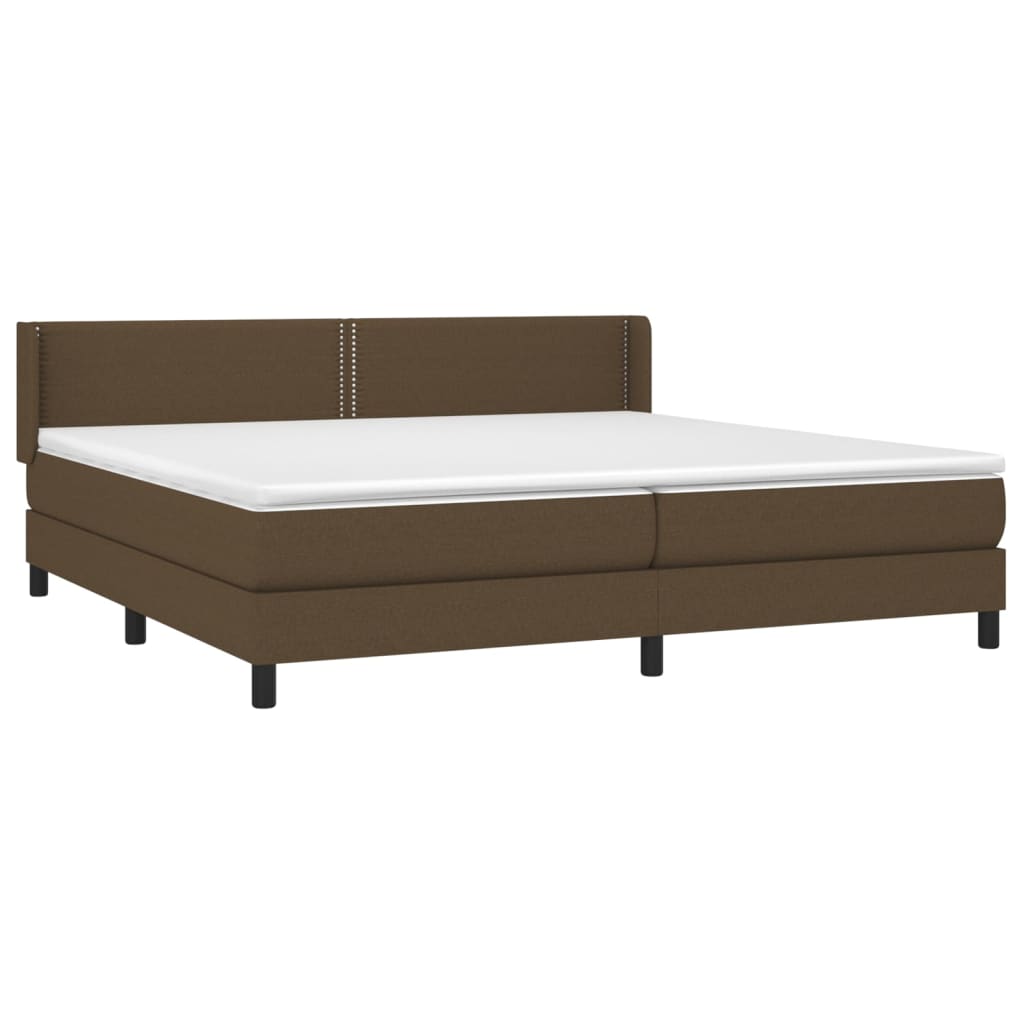 vidaXL Κρεβάτι Boxspring με Στρώμα Σκούρο Καφέ 200x200 εκ. Υφασμάτινο