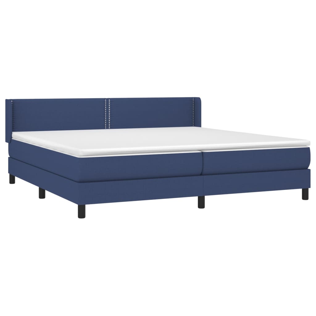 vidaXL Κρεβάτι Boxspring με Στρώμα Μπλε 200x200 εκ. Υφασμάτινο