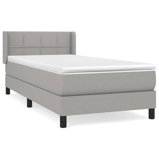 vidaXL Κρεβάτι Boxspring με Στρώμα Ανοιχτό Γκρι 80x200 εκ. Υφασμάτινο