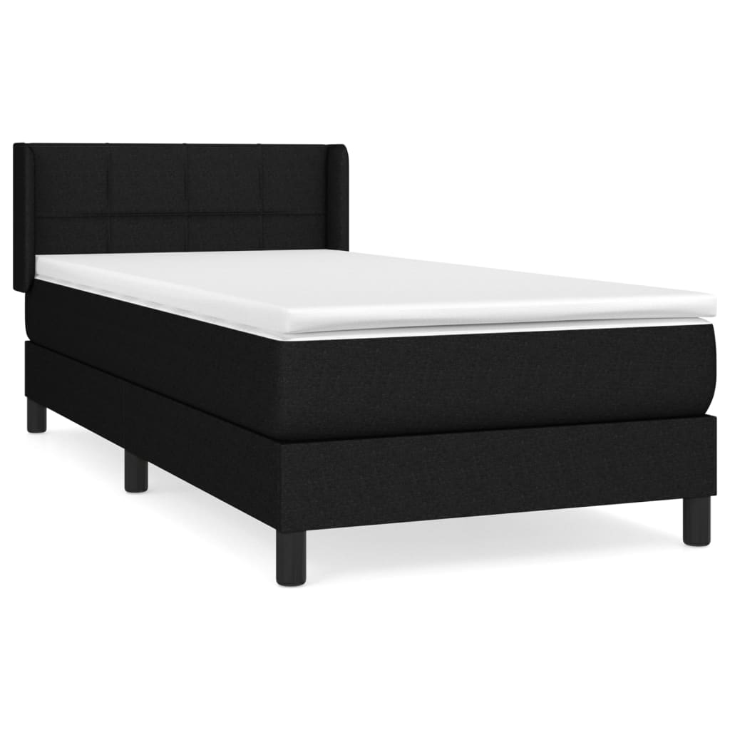 vidaXL Κρεβάτι Boxspring με Στρώμα Μαύρο 80 x 200 εκ. Υφασμάτινο