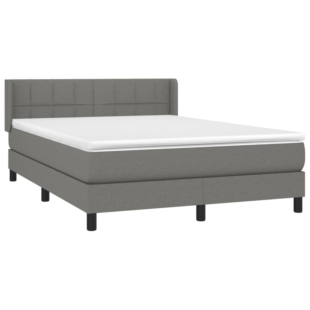 vidaXL Κρεβάτι Boxspring με Στρώμα Σκούρο Γκρι 140x190 εκ. Υφασμάτινο