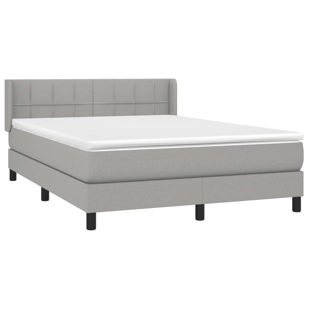 vidaXL Κρεβάτι Boxspring με Στρώμα Ανοιχτό Γκρι 140x200 εκ. Υφασμάτινο