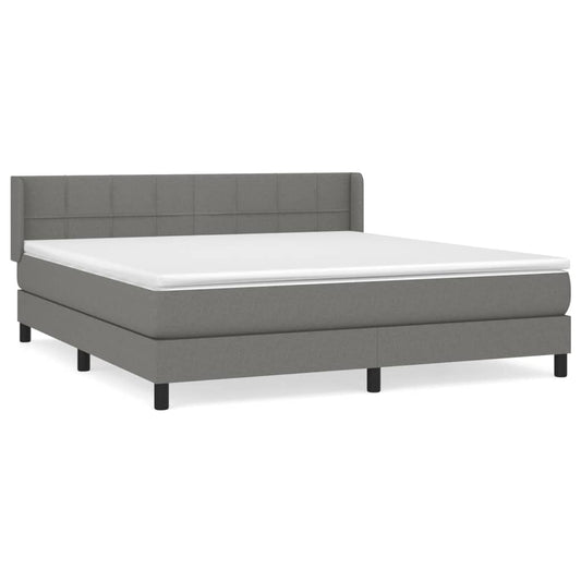 vidaXL Κρεβάτι Boxspring με Στρώμα Σκούρο Γκρι 160x200 εκ Υφασμάτινο
