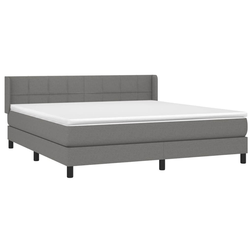 vidaXL Κρεβάτι Boxspring με Στρώμα Σκούρο Γκρι 160x200 εκ Υφασμάτινο