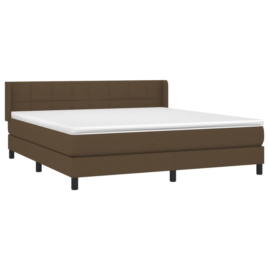 vidaXL Κρεβάτι Boxspring με Στρώμα Σκούρο Καφέ 160x200 εκ Υφασμάτινο