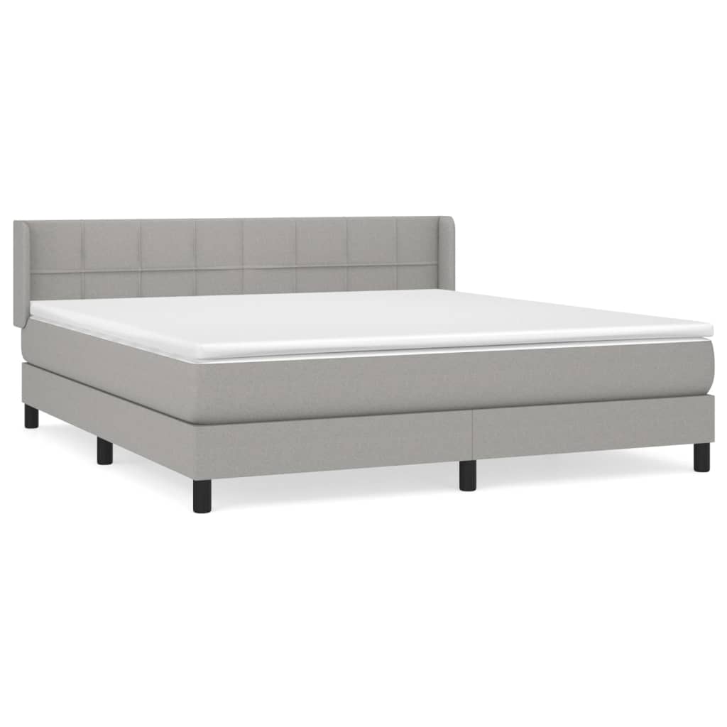 vidaXL Κρεβάτι Boxspring με Στρώμα Ανοιχτό Γκρι 180x200 εκ. Υφασμάτινο