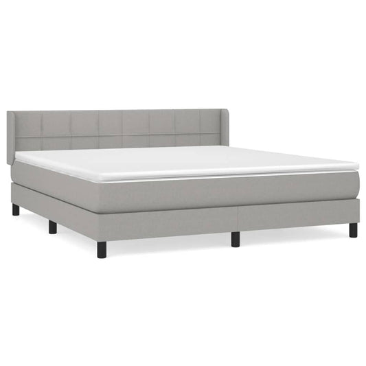 vidaXL Κρεβάτι Boxspring με Στρώμα Ανοιχτό Γκρι 180x200 εκ. Υφασμάτινο