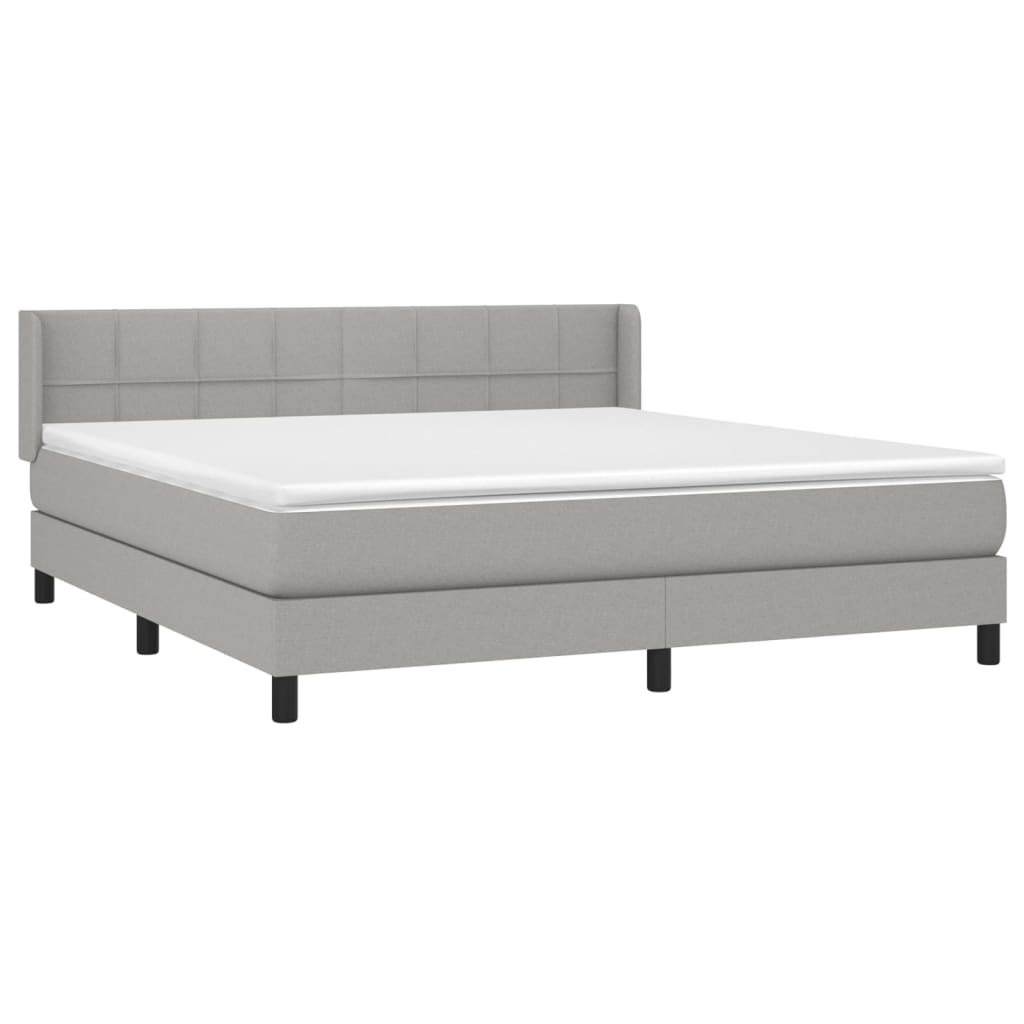 vidaXL Κρεβάτι Boxspring με Στρώμα Ανοιχτό Γκρι 180x200 εκ. Υφασμάτινο