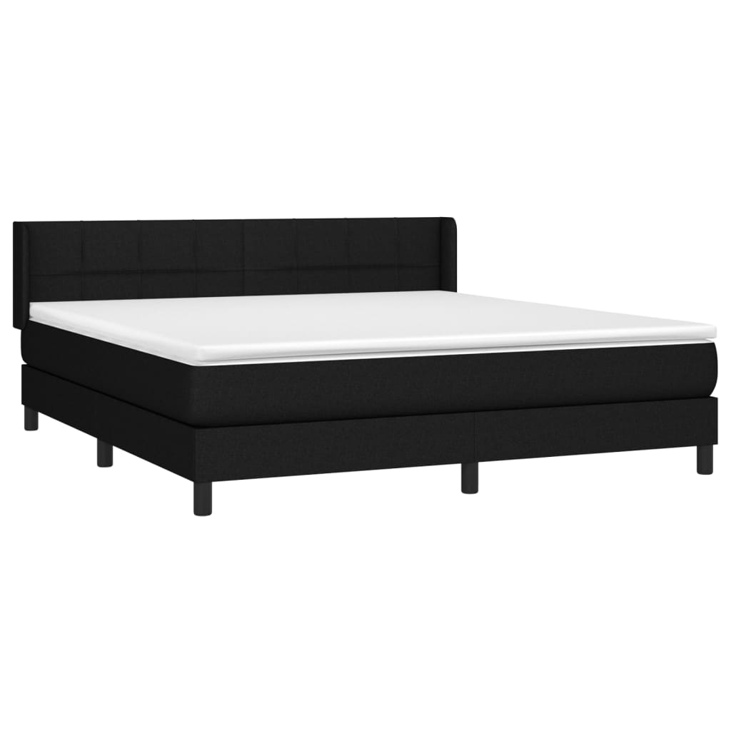vidaXL Κρεβάτι Boxspring με Στρώμα Μαύρο 180x200 εκ. Υφασμάτινο