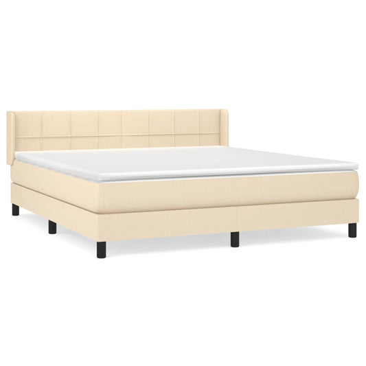 vidaXL Κρεβάτι Boxspring με Στρώμα Κρεμ 180x200 εκ. Υφασμάτινο