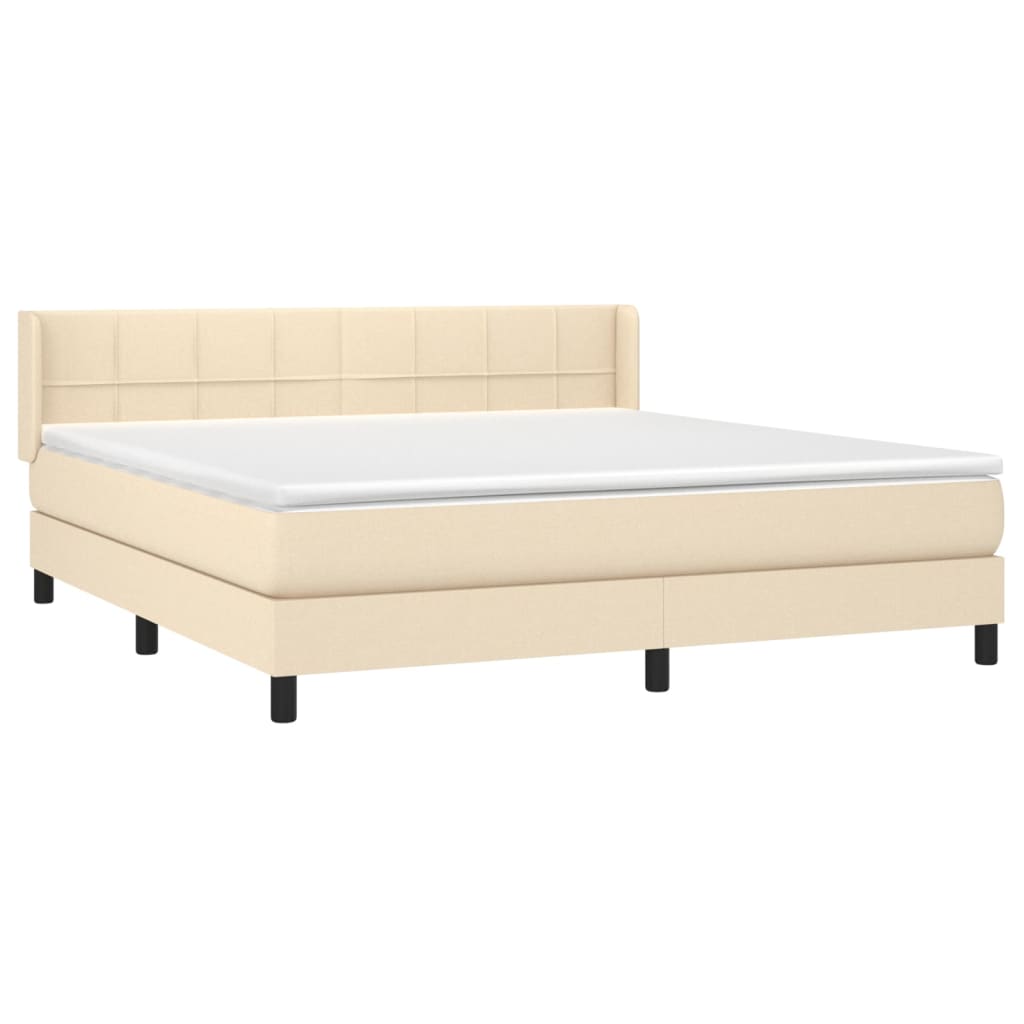 vidaXL Κρεβάτι Boxspring με Στρώμα Κρεμ 180x200 εκ. Υφασμάτινο