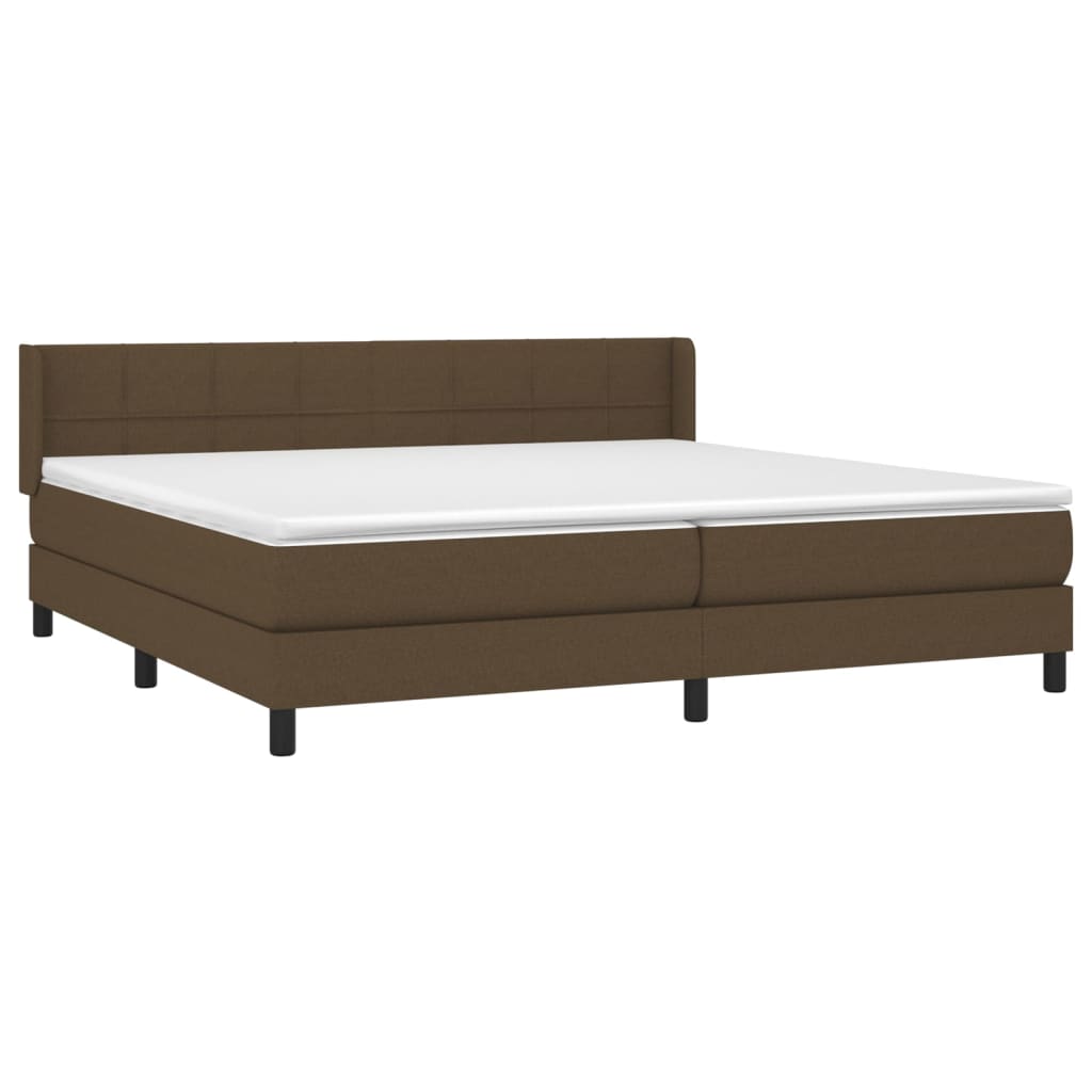 vidaXL Κρεβάτι Boxspring με Στρώμα Σκούρο Καφέ 200x200 εκ. Υφασμάτινο