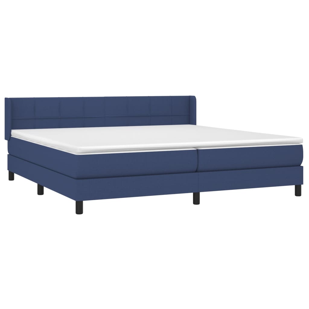 vidaXL Κρεβάτι Boxspring με Στρώμα Μπλε 200x200 εκ. Υφασμάτινο