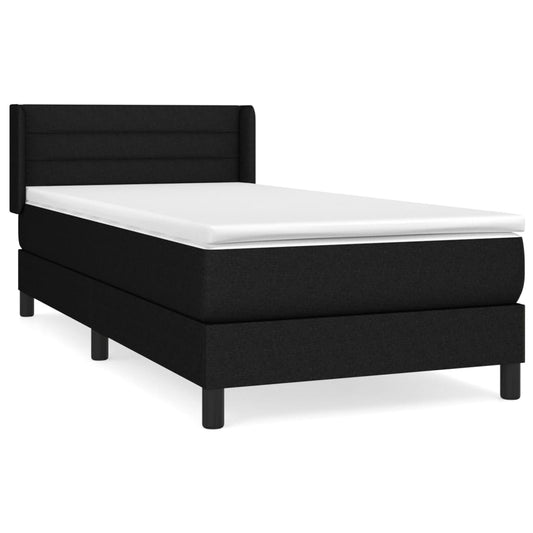 vidaXL Κρεβάτι Boxspring με Στρώμα Μαύρο 100 x 200 εκ. Υφασμάτινο