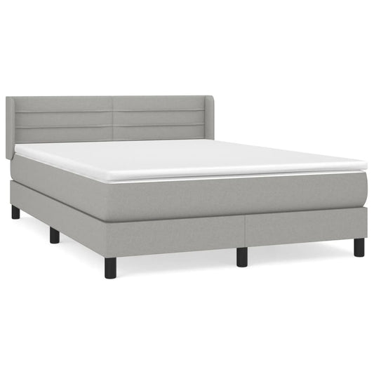 vidaXL Κρεβάτι Boxspring με Στρώμα Ανοιχτό Γκρι 140x190 εκ. Υφασμάτινο
