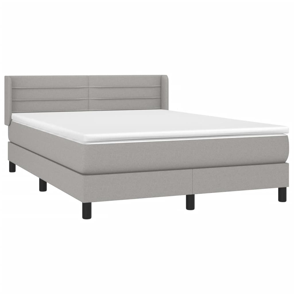 vidaXL Κρεβάτι Boxspring με Στρώμα Ανοιχτό Γκρι 140x190 εκ. Υφασμάτινο