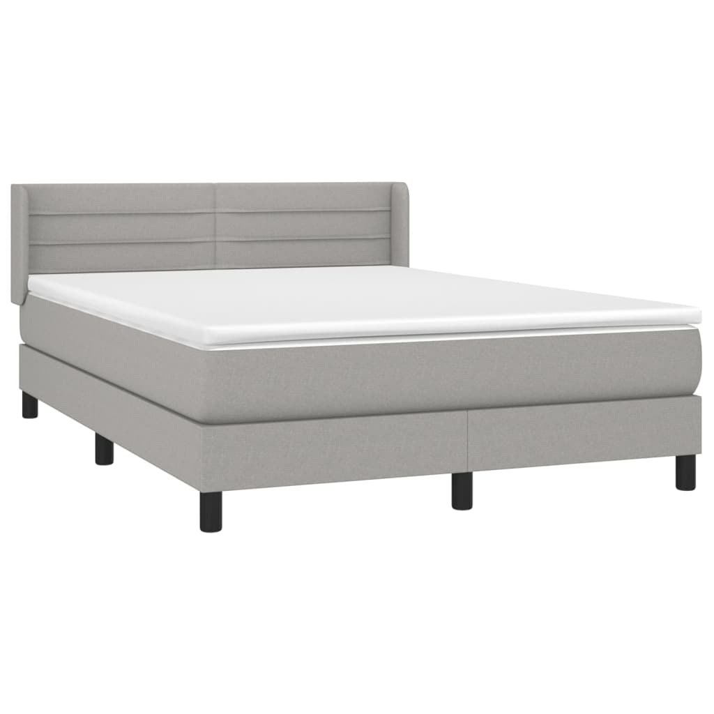 vidaXL Κρεβάτι Boxspring με Στρώμα Ανοιχτό Γκρι 140x200 εκ. Υφασμάτινο