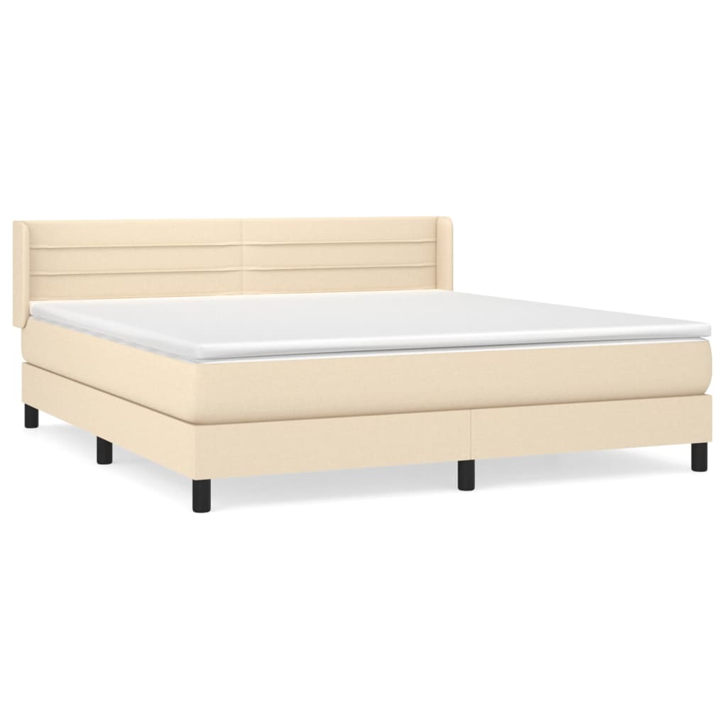 vidaXL Κρεβάτι Boxspring με Στρώμα Κρεμ 160x200 εκ. Υφασμάτινο