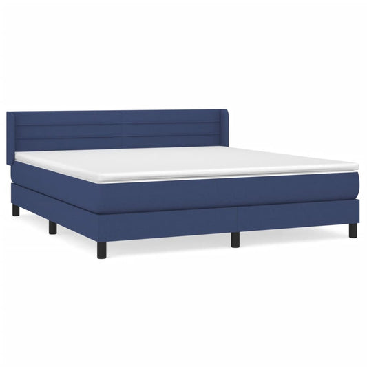 vidaXL Κρεβάτι Boxspring με Στρώμα Μπλε 160x200 εκ. Υφασμάτινο