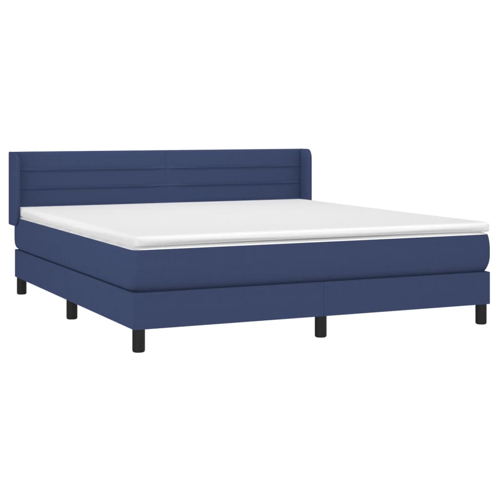 vidaXL Κρεβάτι Boxspring με Στρώμα Μπλε 160x200 εκ. Υφασμάτινο