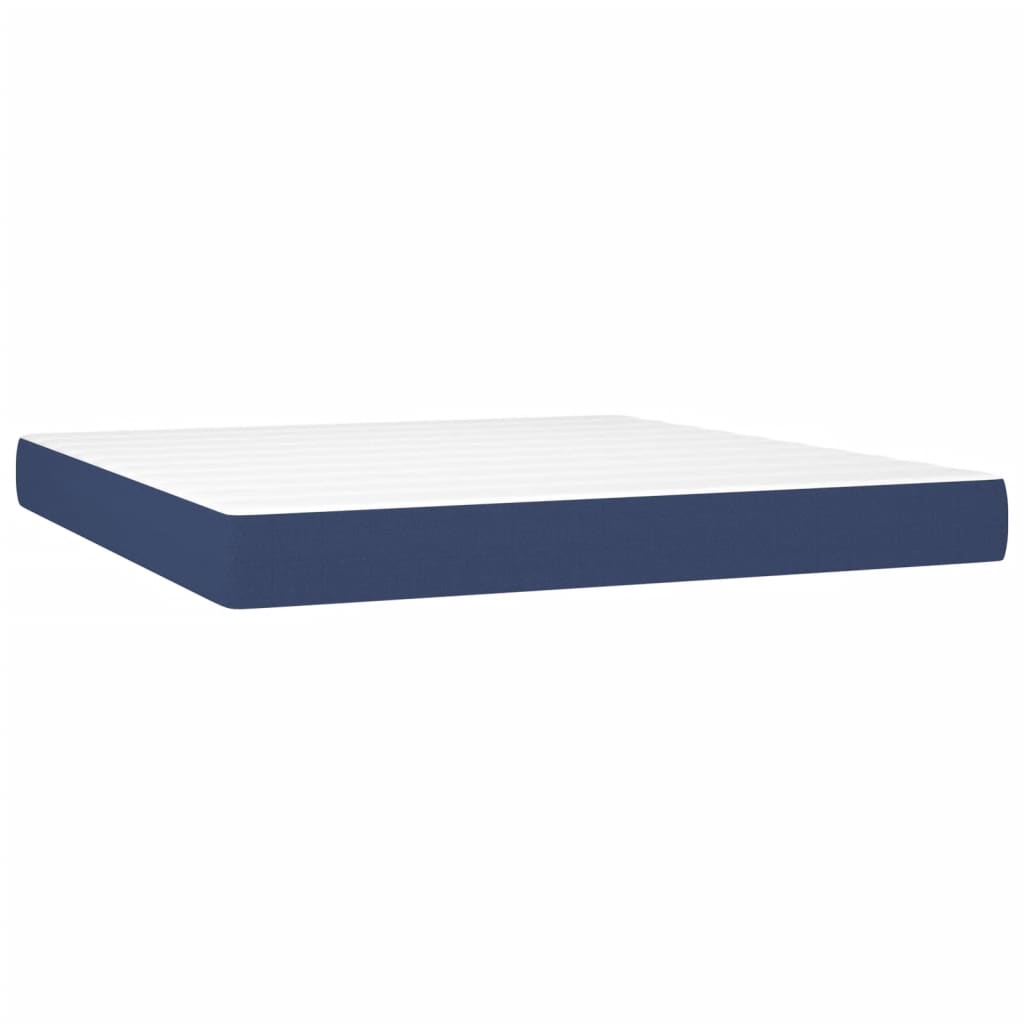 vidaXL Κρεβάτι Boxspring με Στρώμα Μπλε 160x200 εκ. Υφασμάτινο